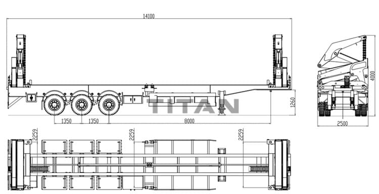 Drawing of 3 Axle 40 Ft Side lfter Truck 