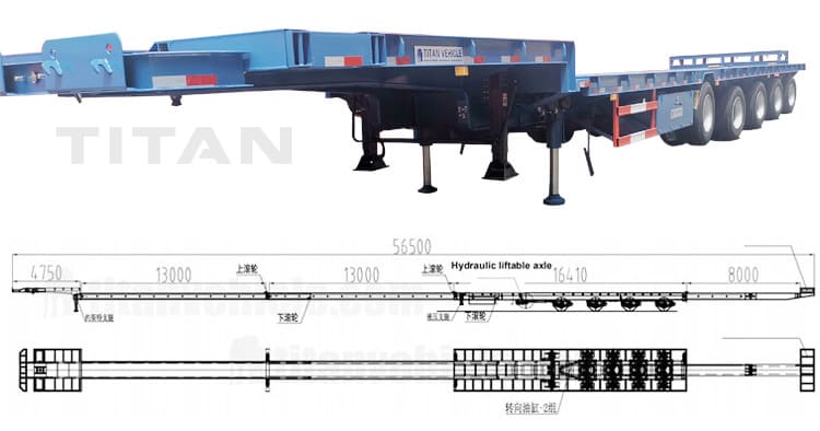 56M Extendable Lowbed Trailer for Sale in Kazakhstan