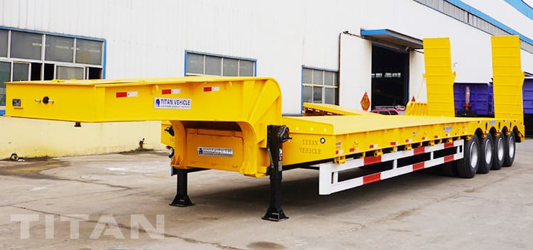 4 Axle 16 Wheeler Low Bed Trailer with Folding Ramp for Sale in Tanzania