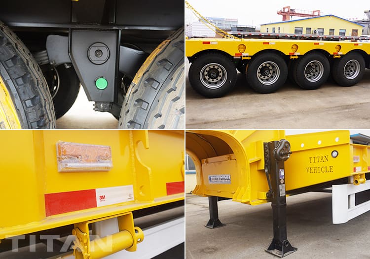 4 Axle 16 Wheeler Low Bed Trailer with Folding Ramp for Sale in Tanzania