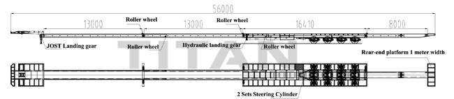 56m Long Vehicle Wind Blade Trailer