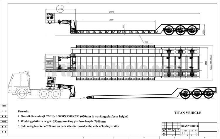 3 Axle 80 Ton Lowboy Trailer for Sale in Burundi